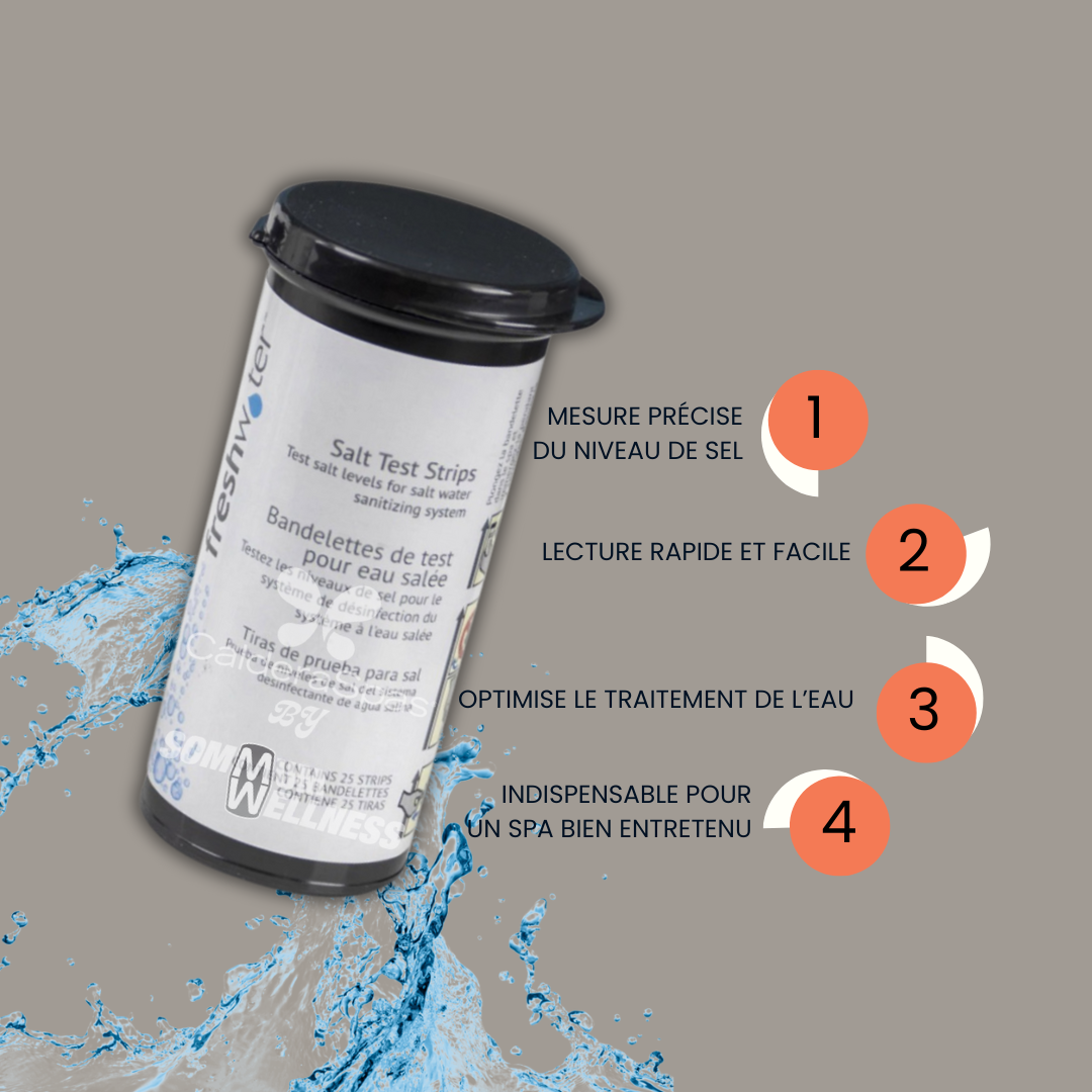 Bandelettes de Test de Sel FreshWater®️ – Contrôle précis du niveau de sel pour un spa parfaitement équilibré