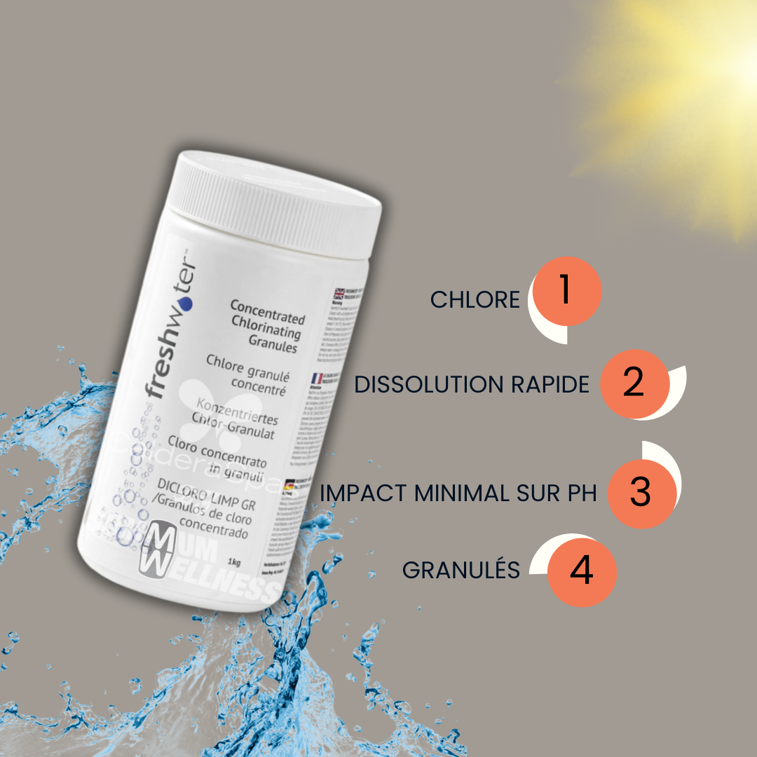 Chlore Granulé FreshWater®️ – Traitement efficace et rapide pour votre spa