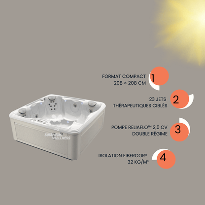 spa Caldera Vacanza Capitolo 5 places 23 jets pompe Reliaflo isolation FiberCor spa compact