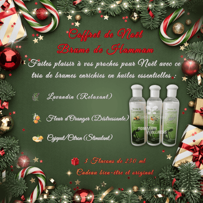 Coffret brume de hammam sur fond Noel