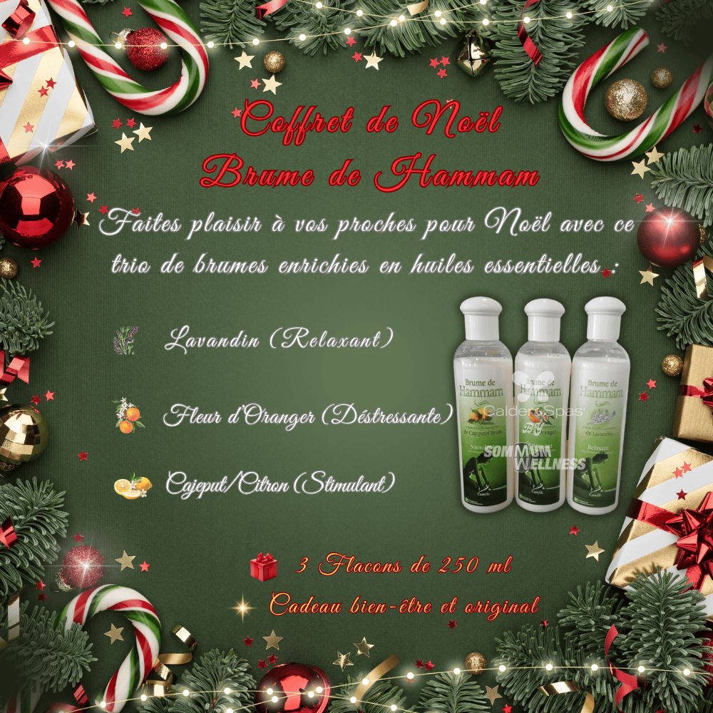 Coffret brume de hammam sur fond Noel