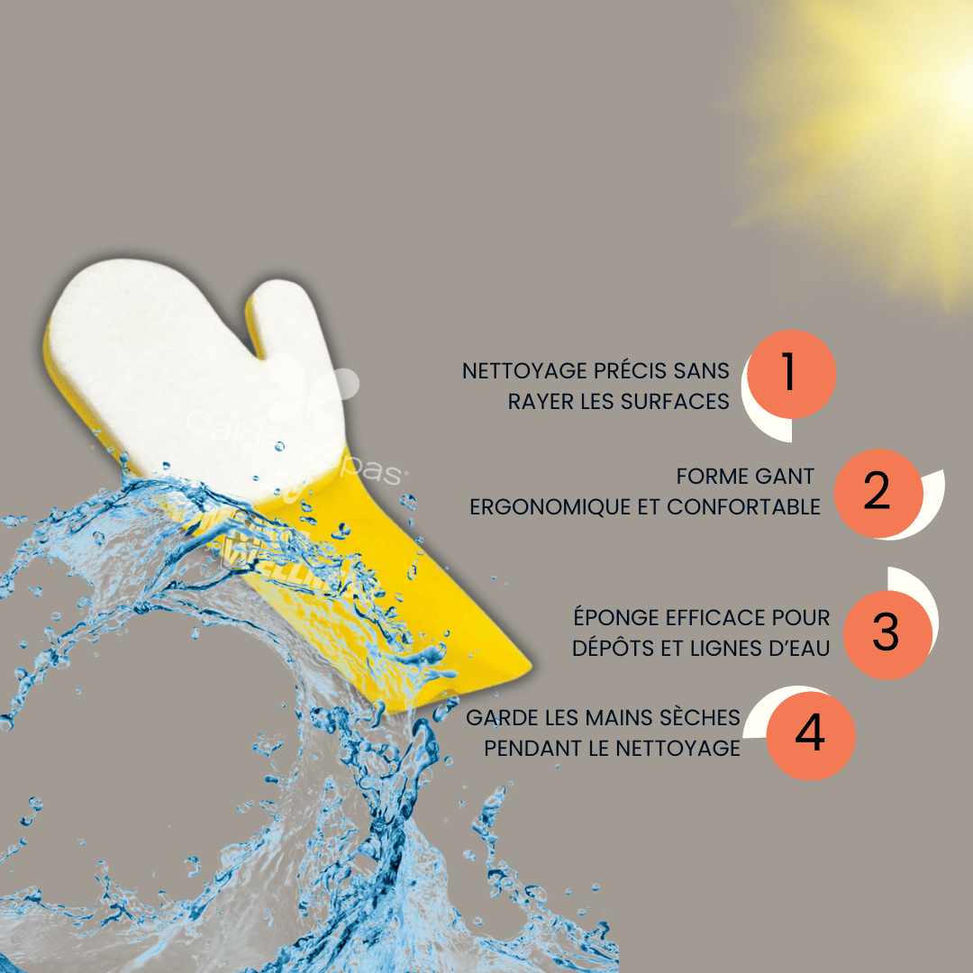 Gant nettoyage jaune et blanc avec avantages produit