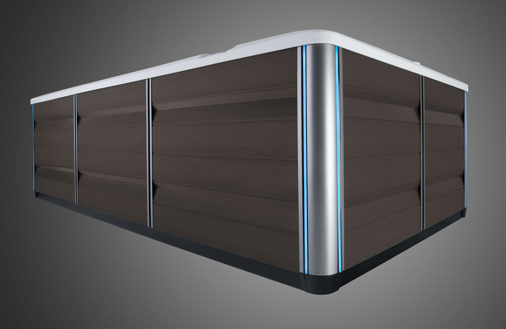 habillage latéral design du spa de nage Endless Pools X500 avec finitions premium