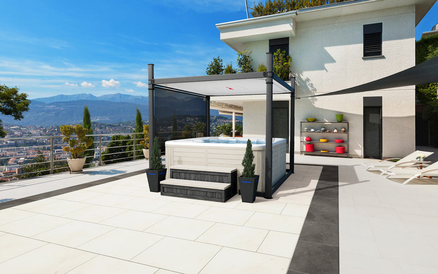 abri de spa Covana Evolution installe sur une terrasse