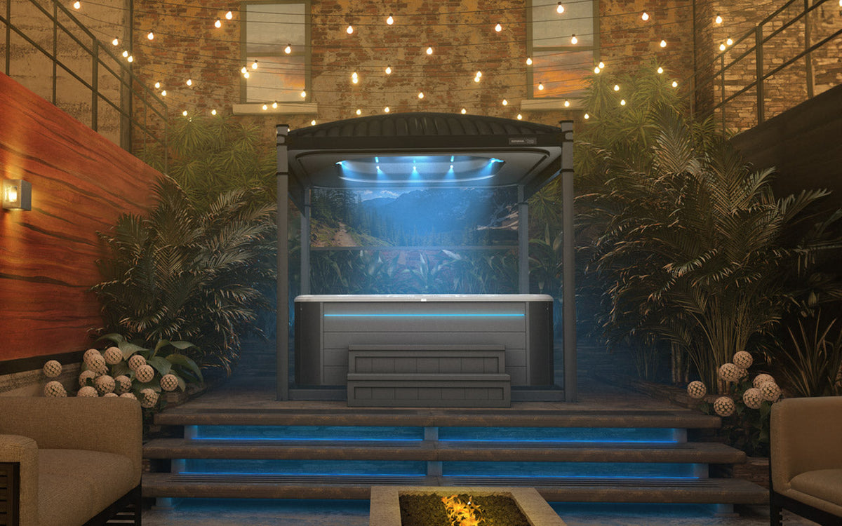 abri de spa Covana Oasis Midnight Edition en situation