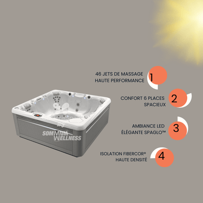 spa Caldera Makena Paradise 6 places avec 46 jets de massage haute performance, LED SpaGlo™ et isolation FiberCor®