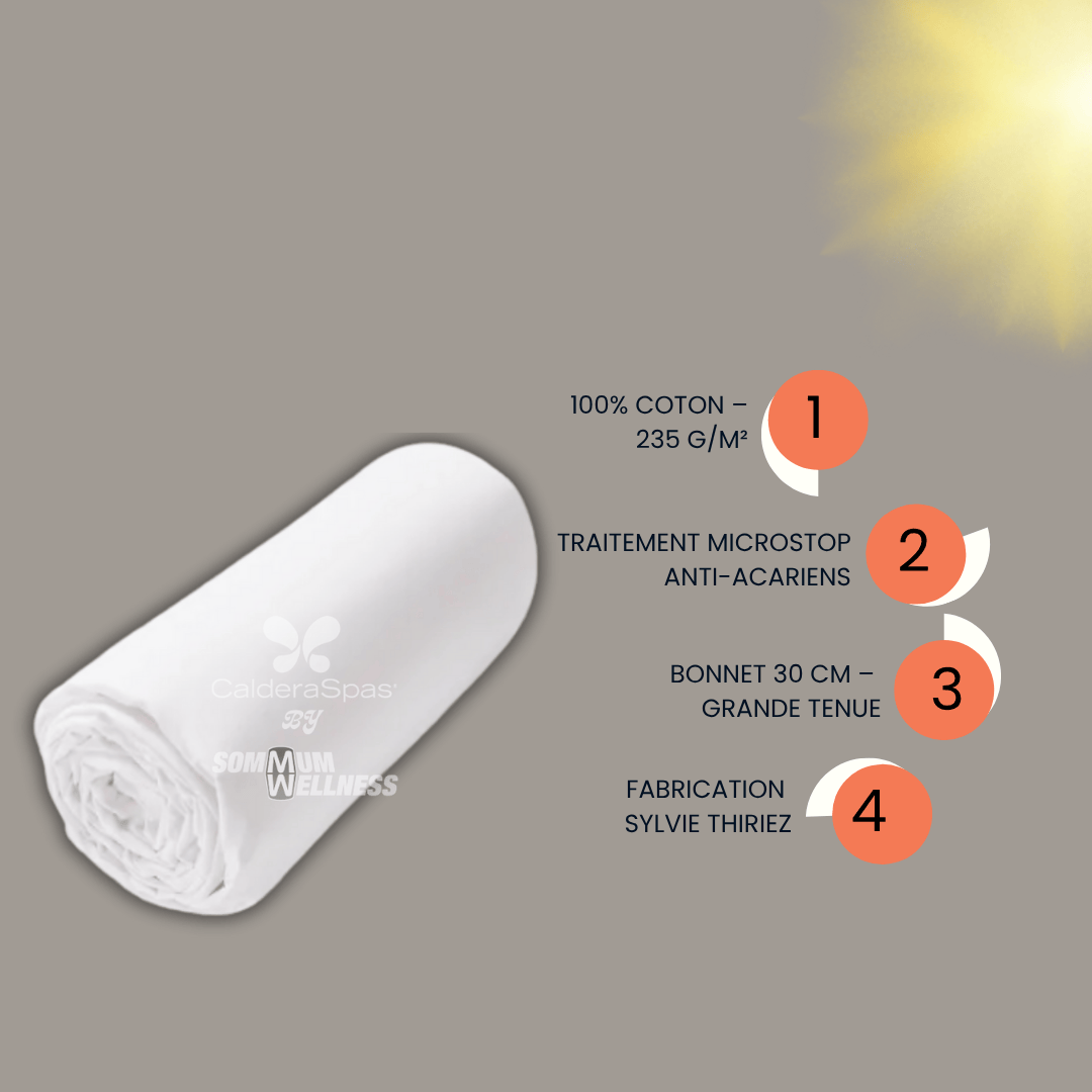 Drap housse blanc avec avantages produit
