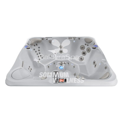 spa Caldera Florence vue intérieure angle bas mettant en avant les jets dorsaux et l’éclairage LED SpaGlo™
