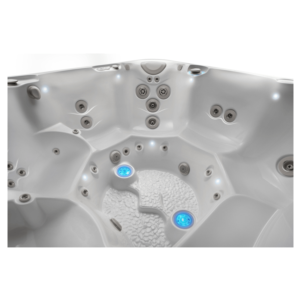 spa Caldera Florence Utopia™ vue intérieure avec jets hydromassage, éclairage LED SpaGlo™ et assises ergonomiques 6 places