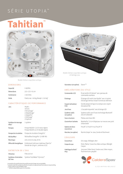 spa Caldera Utopia Ravello 3 places avec 39 jets haute performance, modèle compact idéal pour terrasse et petits espaces