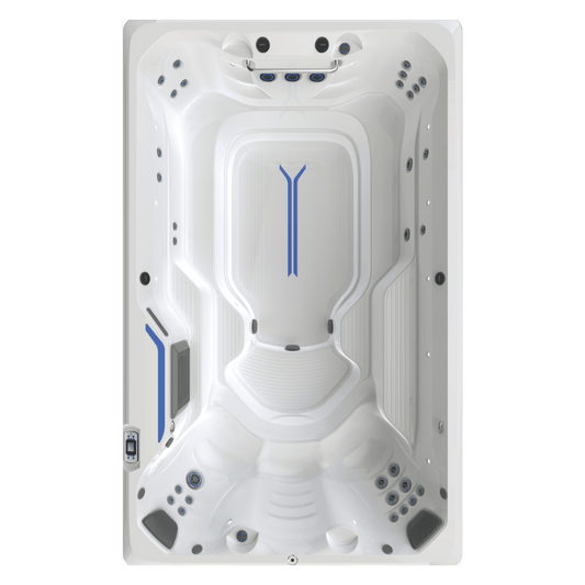 spa de nage endless pools r220 vue dessus bassin nage et zone detente hydromassage