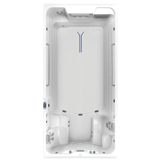 vue du dessus du spa de nage Endless Pools R500 avec bassin RecSport et espace hydromassage