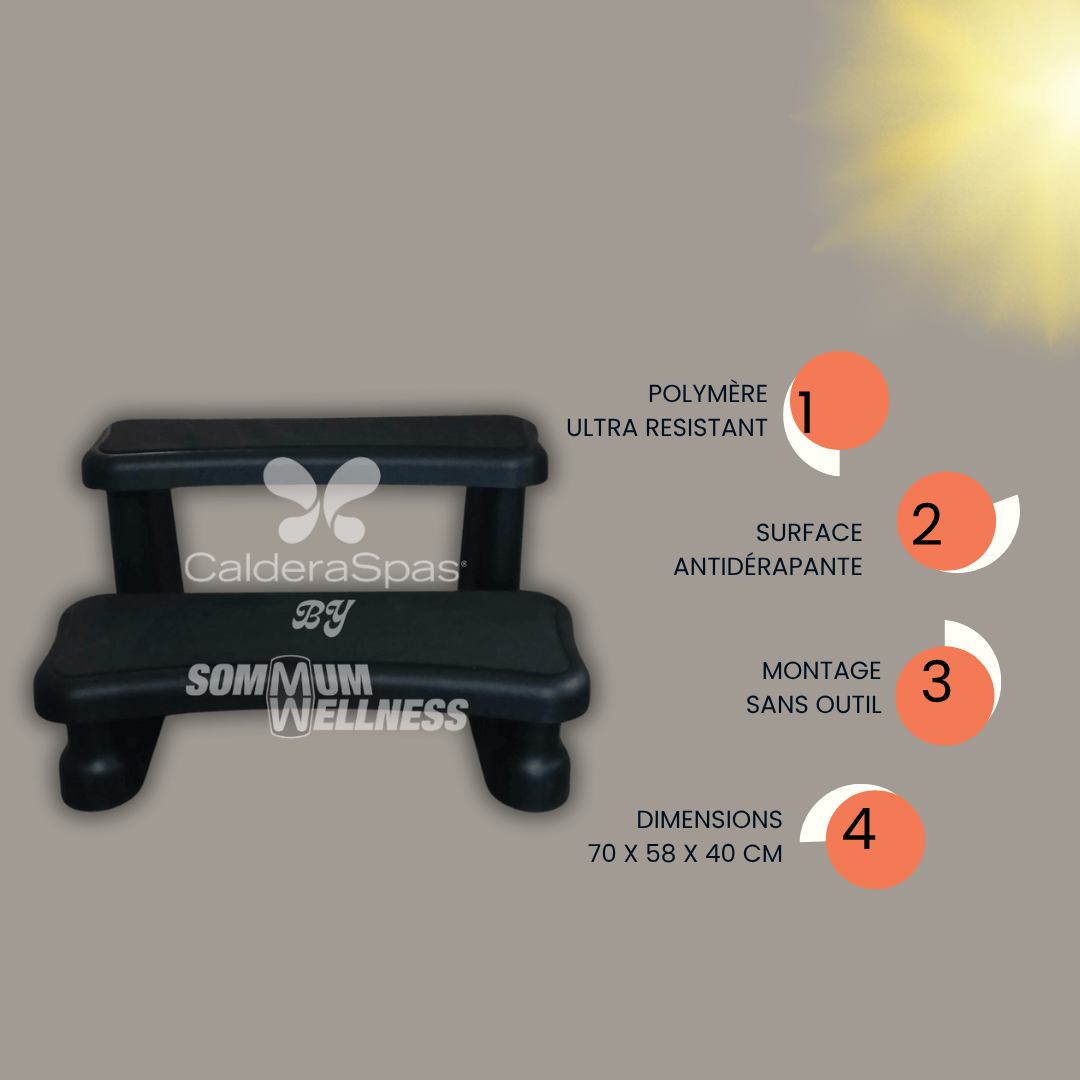 marches spa polymere noir avantages securite antiderapant acces spa