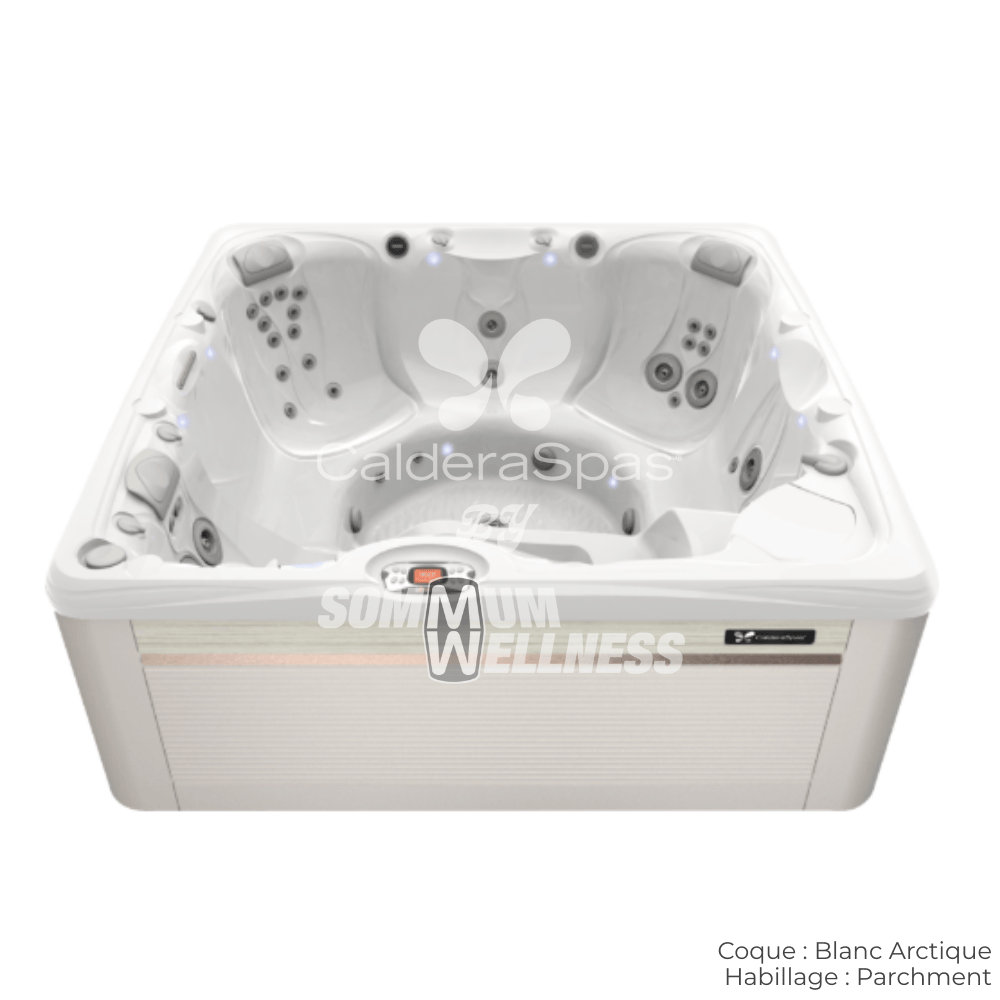 spa Caldera Makena Série Paradise 6 places coque Blanc Arctique avec habillage Parchment