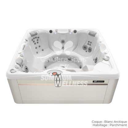 spa Caldera Makena Série Paradise 6 places coque Blanc Arctique avec habillage Parchment