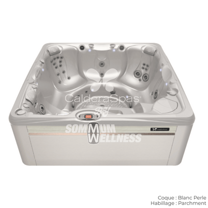 spa Caldera Makena Série Paradise 6 places coque Blanc Perle avec habillage Parchment
