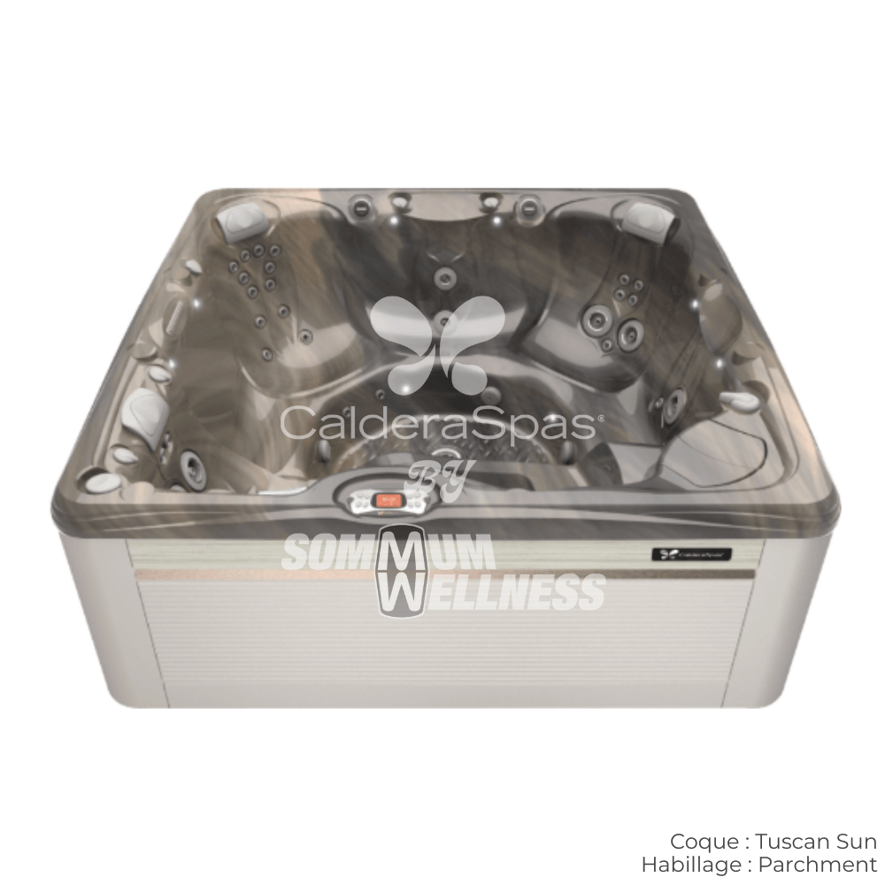 spa Caldera Makena Série Paradise 6 places coque Tuscan Sun avec habillage Parchment