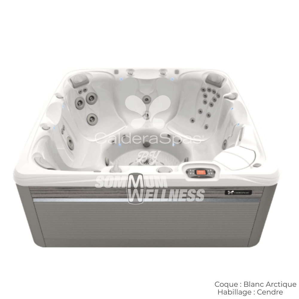 spa Caldera Reunion Serie Paradise 7 places coque Blanc Arctique habillage Cendre