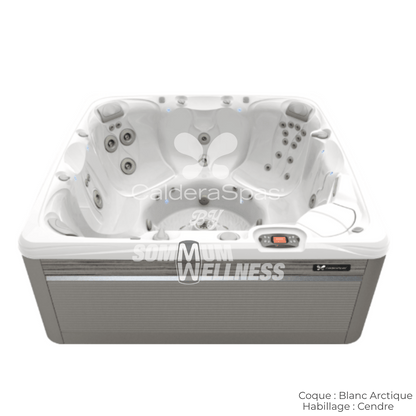 spa Caldera Reunion Serie Paradise 7 places coque Blanc Arctique habillage Cendre