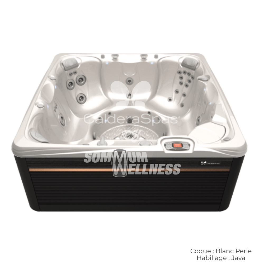 spa Caldera Reunion Serie Paradise 7 places coque Blanc Perle habillage Java