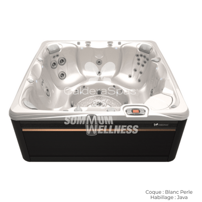 spa Caldera Reunion Serie Paradise 7 places coque Blanc Perle habillage Java