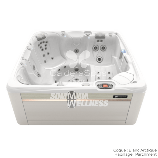 Spa Caldera Seychelles Blanc Arctique habillage Parchment 6 places 43 jets Serie Paradise