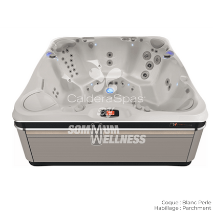 spa Caldera Florence 6 places coque Blanc Perle avec habillage Parchment série Utopia™