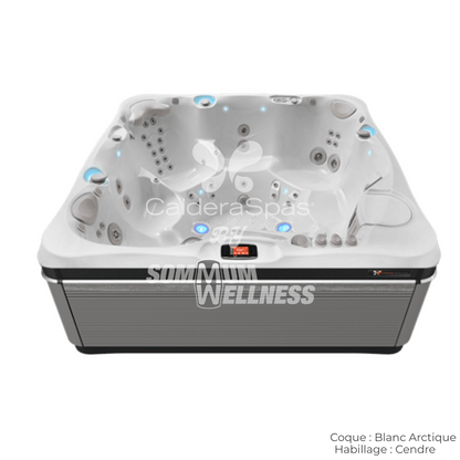 spa Caldera Utopia Geneva 6 places coque Blanc Arctique et habillage Cendre – spa thérapeutique extérieur