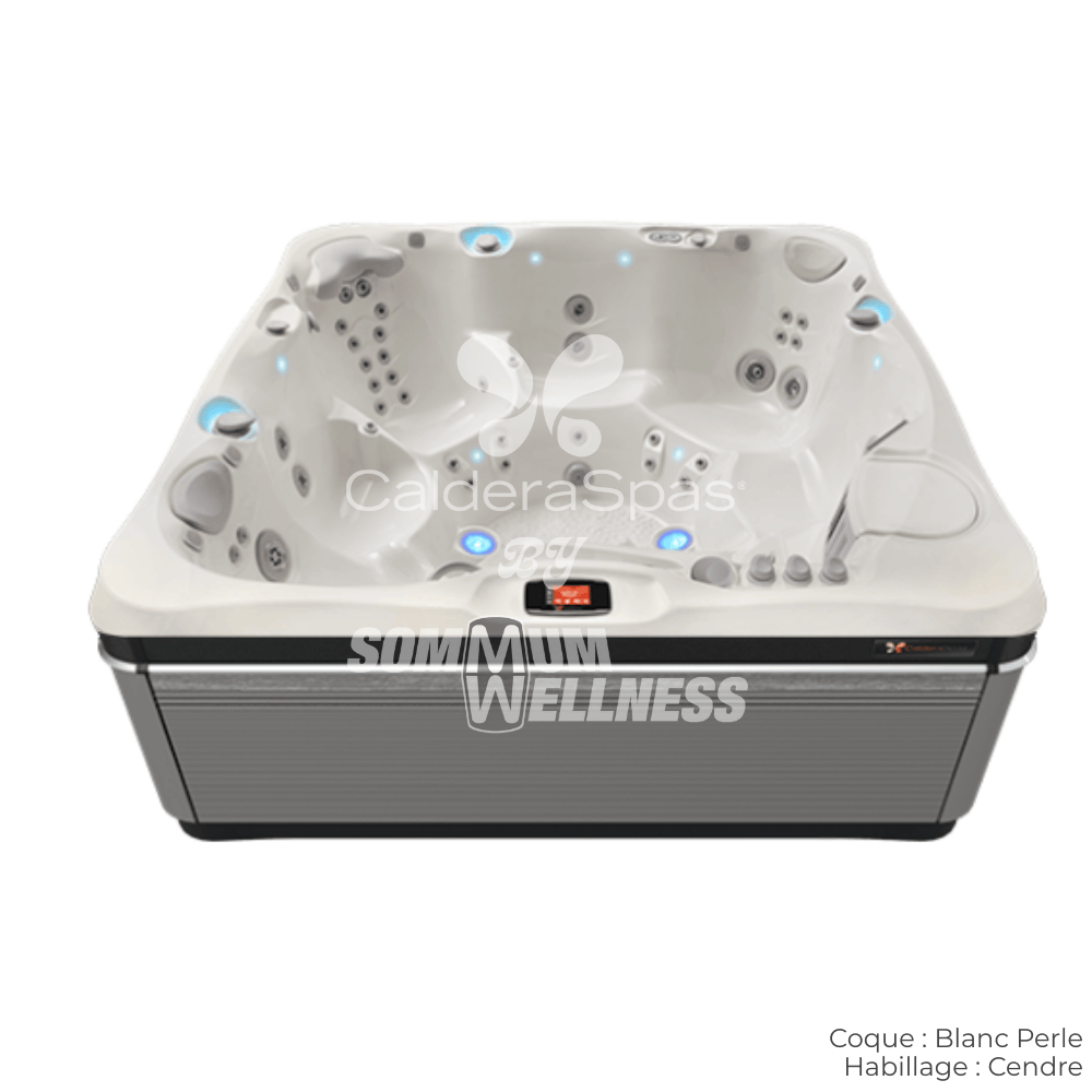 spa Caldera Utopia Geneva 6 places coque Blanc Perle et habillage Cendre – spa haut de gamme lumineux