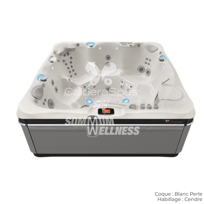spa Caldera Utopia Geneva 6 places coque Blanc Perle et habillage Cendre – spa haut de gamme lumineux