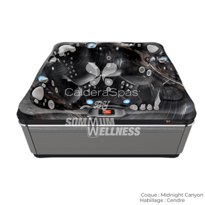 spa Caldera Utopia Geneva 6 places coque Midnight Canyon et habillage Cendre – spa extérieur design foncé