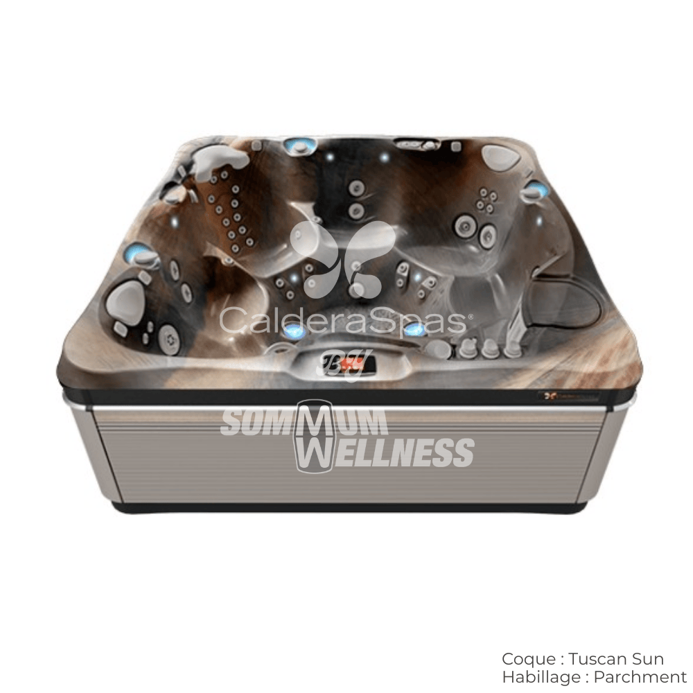 spa Caldera Utopia Geneva 6 places coque Tuscan Sun et habillage Parchment – spa luxe finitions élégantes