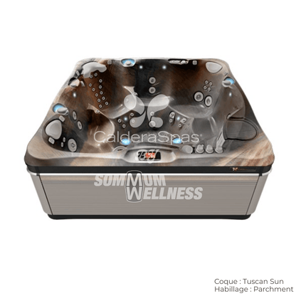 spa Caldera Utopia Geneva 6 places coque Tuscan Sun et habillage Parchment – spa luxe finitions élégantes