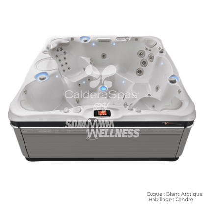 spa Caldera Niagara 7 places coque Blanc Arctique et habillage Cendre avec configuration 7 places familiale