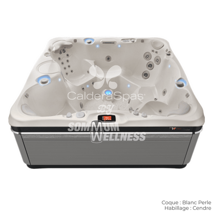 spa Caldera Niagara 7 places coque Blanc Perle et habillage Cendre avec éclairage SpaGlo™ intérieur