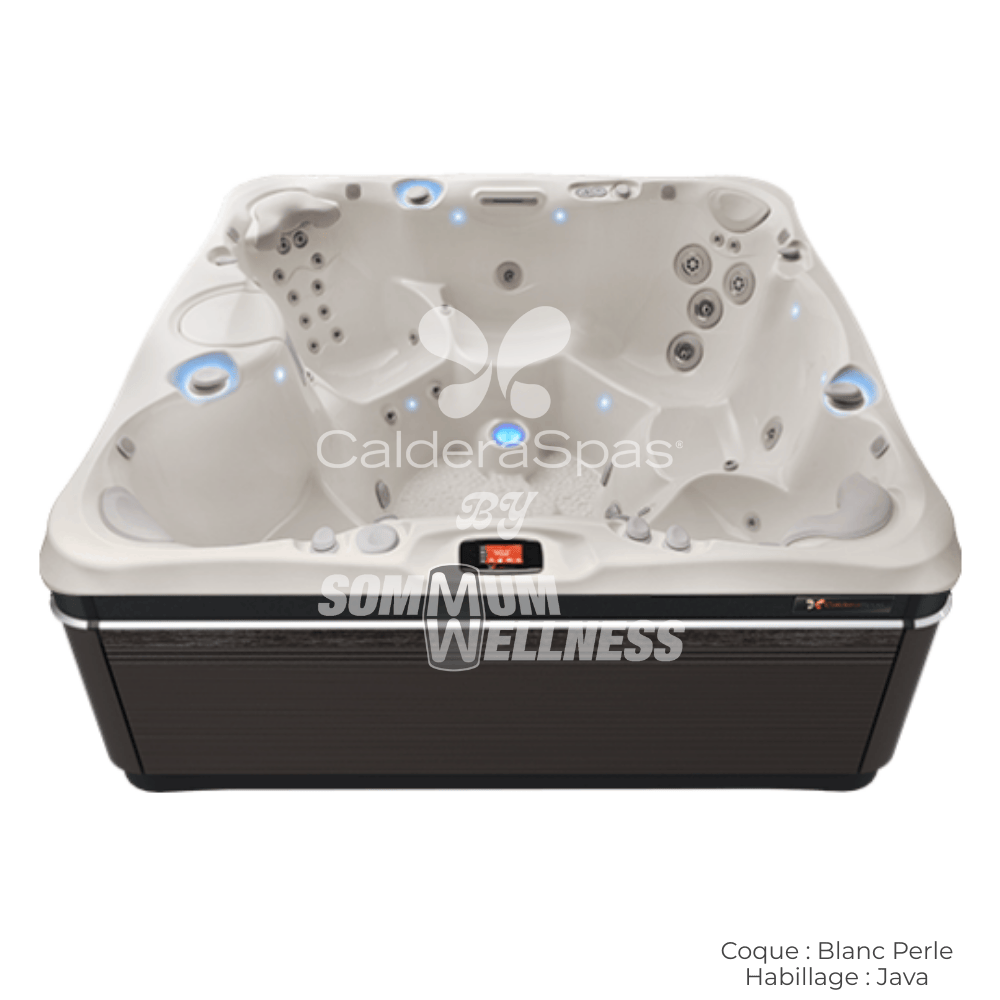 spa Caldera Niagara 7 places coque Blanc Perle et habillage Java avec éclairage SpaGlo™ intérieur