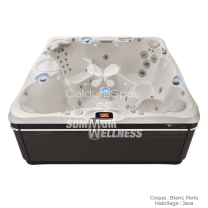 spa Caldera Niagara 7 places coque Blanc Perle et habillage Java avec éclairage SpaGlo™ intérieur