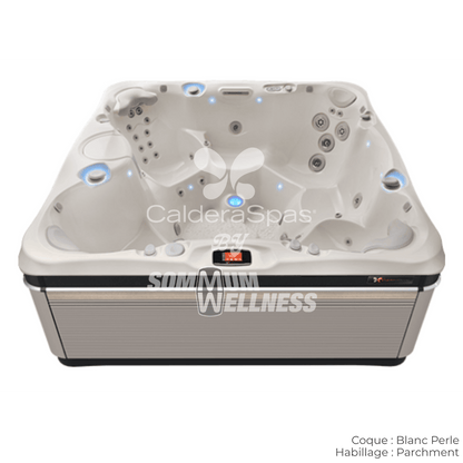 spa Caldera Niagara 7 places coque Blanc Perle et habillage Parchment avec sièges ergonomiques et massage profond