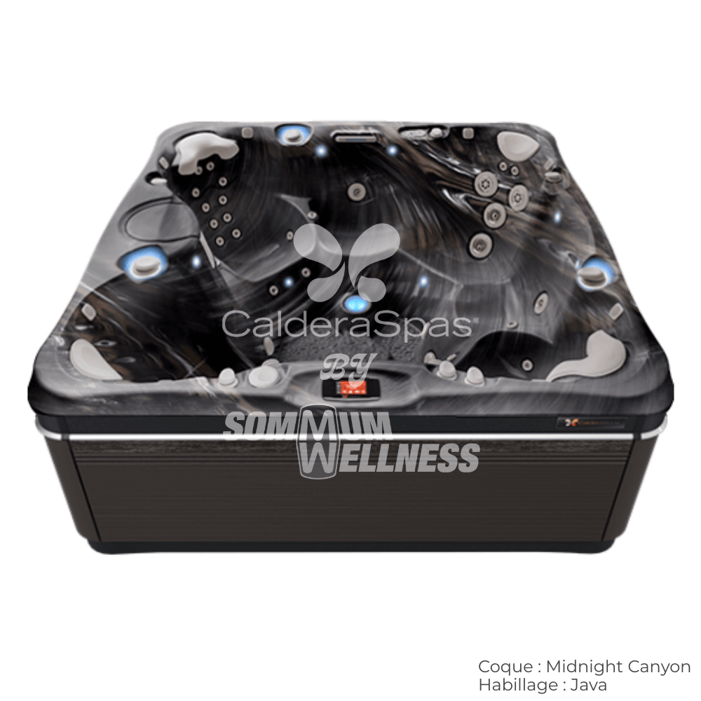 spa Caldera Niagara 7 places coque Midnight Canyon et habillage Java avec jets hydromassage et éclairage LED actif