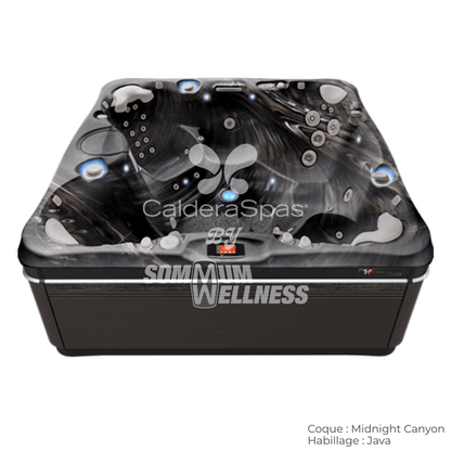 spa Caldera Niagara 7 places coque Midnight Canyon et habillage Java avec jets hydromassage et éclairage LED actif