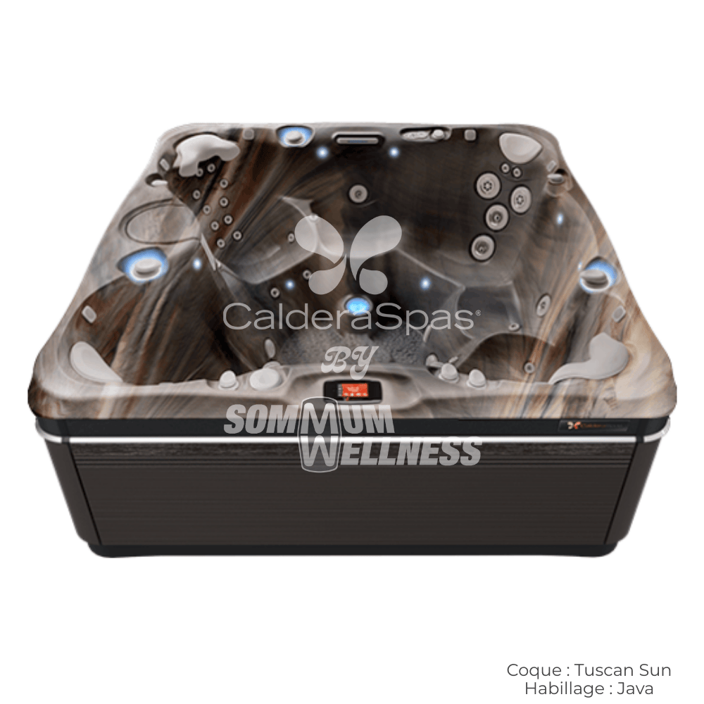 spa Caldera Niagara 7 places coque Tuscan Sun et habillage Java avec double système Atlas™ et cascade éclairée