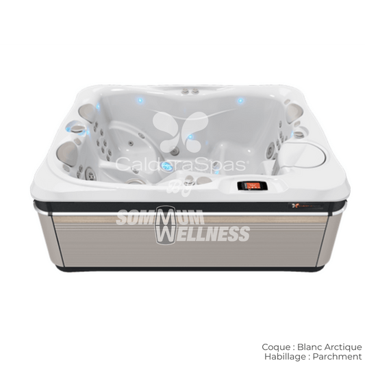 Spa Caldera Utopia Ravello 3 places – Coque Blanc Arctique et habillage Parchment