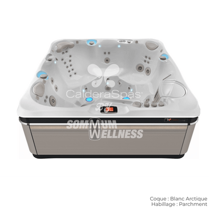 spa Caldera Tahitian 6 places Blanc Arctique et habillage Parchment – spa massage Atlas™