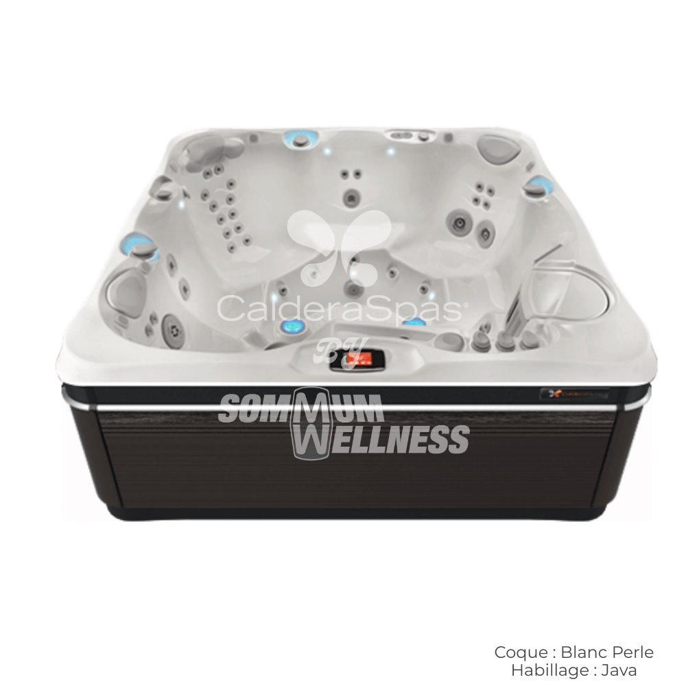 spa extérieur Caldera Utopia Tahitian 6 places Blanc Perle et habillage Java – spa luxe série Utopia