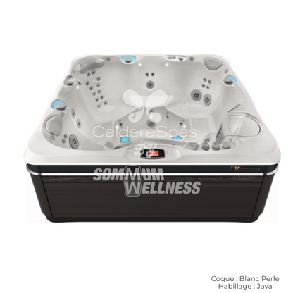 spa extérieur Caldera Utopia Tahitian 6 places Blanc Perle et habillage Java – spa luxe série Utopia