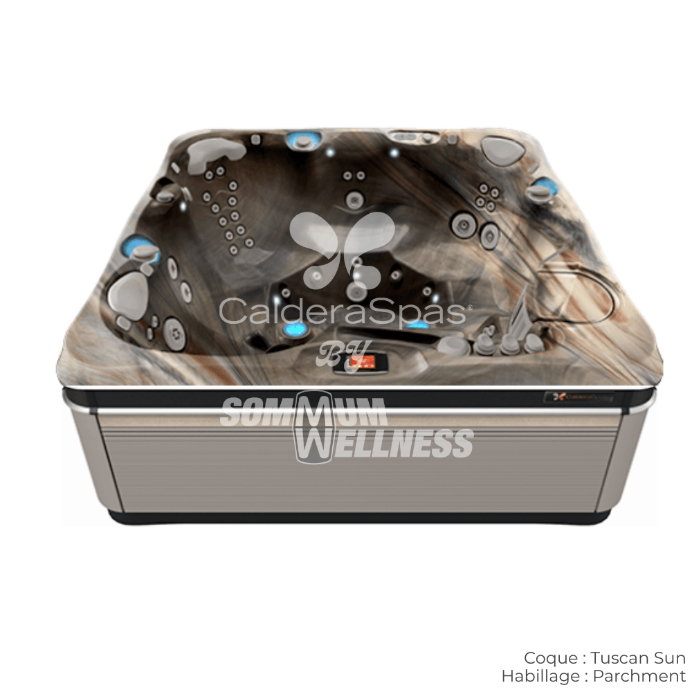 spa extérieur Utopia Tahitian Tuscan Sun et habillage Parchment – spa thérapeutique luxe