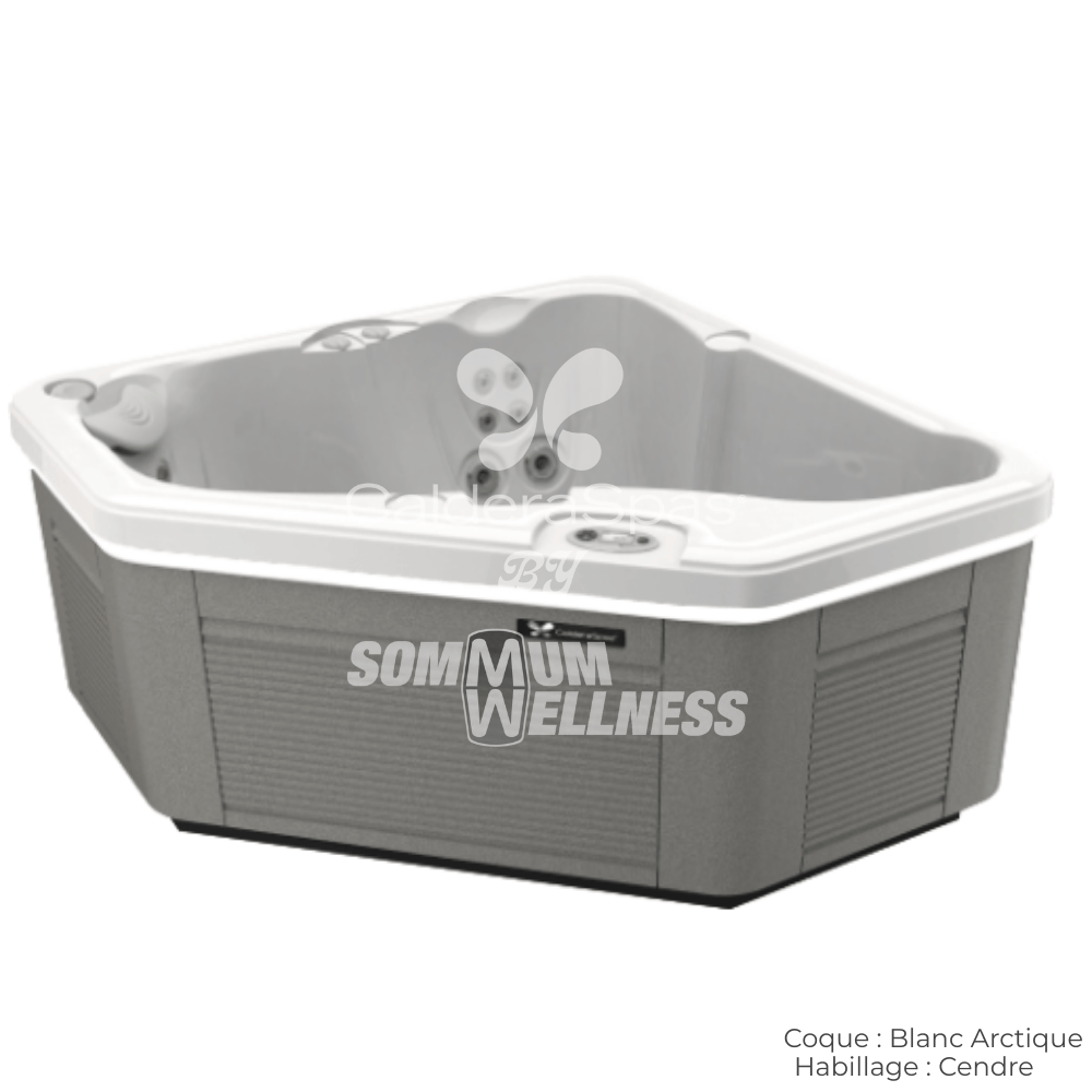 spa Caldera Vacanza Aventine 2 places coque Blanc Arctique habillage Cendre spa compact