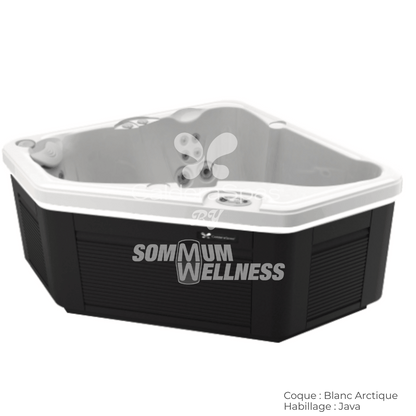 spa Caldera Vacanza Aventine 2 places coque Blanc Arctique habillage Java spa exterieur
