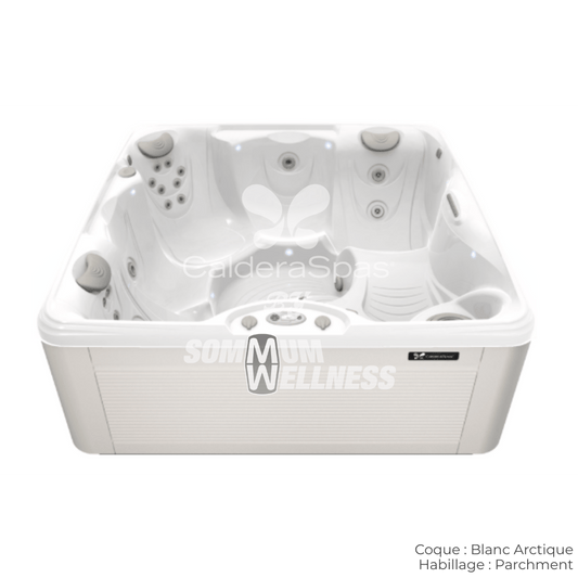 Spa Caldera Vacanza Capitolo 5 places coque Blanc Arctique habillage Parchment spa exterieur