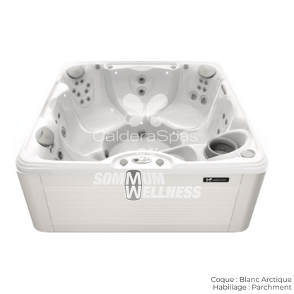 spa Caldera Vacanza Marino 6 places coque Blanc Arctique habillage Parchment spa design clair